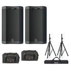 Harbinger Vari V3412 12" Powered Speakers Package With Bags Stands New. Price: $699.99.