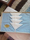 Vtg Majestic 4 Placemats & Napkin Set Blue Checked New Box. Price: $12.00.