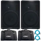 Qsc CP12 Series Compact 12" Powered Dj Speakers Pair With Tote Bags Pack New. Price: $1188.40.