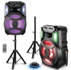 Technical Pro CLUB12 12" Rechargeable Bluetooth Speakers+stands+remote+mic+light Used. Price: $165.62.