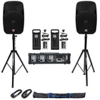 (2) Rockville SPGN158 15" 3200W Dj Pa SPEAKERS+5-CH. Powered Mixer+mics+stands New. Price: $584.85.
