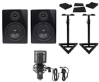 (2) Rockville APM5B 5.25" Powered Usb Studio Monitors+stands+pads+condenser Mic New. Price: $283.90.