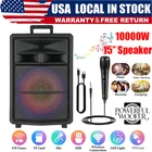 15" Portable Bluetooth Speaker 10000W Super Bass W/ Mic & Stand Tws Fm Party New. Price: $86.99.