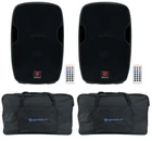 (2) Rockville BPA15 15" Bluetooth 1600W Dj Speakers+weatherproof Bags New. Price: $509.80.