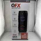 Qfx MPX-24 Bluetooth Rechargeable Speaker, Led Party Lights, Fm, Usb, Black New. Price: $60.00.