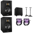 Adam Audio T5V Monitor Pair W/ T10S Subwoofer, Stands Midi Cables Bundle New. Price: $1039.99.