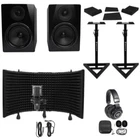 2) Rockville APM6B 6.5" Active Studio Monitors+stands+mic+headphones+iso Shield New. Price: $398.90.