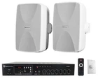 Rockville Commercial Restaurant AMP+(2) White 5.25" Wall Speakers+controller New. Price: $244.90.
