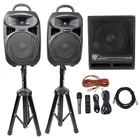 Rockville RPG082K Dual 8" Powered Pa Dj Speakers/bluetooth+mic+stands+cables+sub New. Price: $409.85.