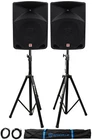 Pair Rockville RPG10 10" 1200W Powered Pa/dj Speakers Stands Cables+bag New. Price: $357.90.