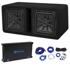 Kicker 44DL7S122 Dual 12" 3000W Solo-baric Loaded Subwoofer Box+amp+wires New. Price: $895.56.