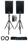(2) Rockville DX15 15" 2000 Watt Powered Dj Pa Speakers+mic+stands+cables+bag New. Price: $637.90.