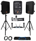 Jbl EON208P 8" Bluetooth SPEAKES+STANDS+MIXER+(2) Wireless Uhf Microphones New. Price: $857.95.