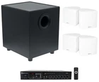 Rockville 70V Commercial AMP+(4) White Cube Speakers+sub For Restaurant/bar/cafe New. Price: $324.90.